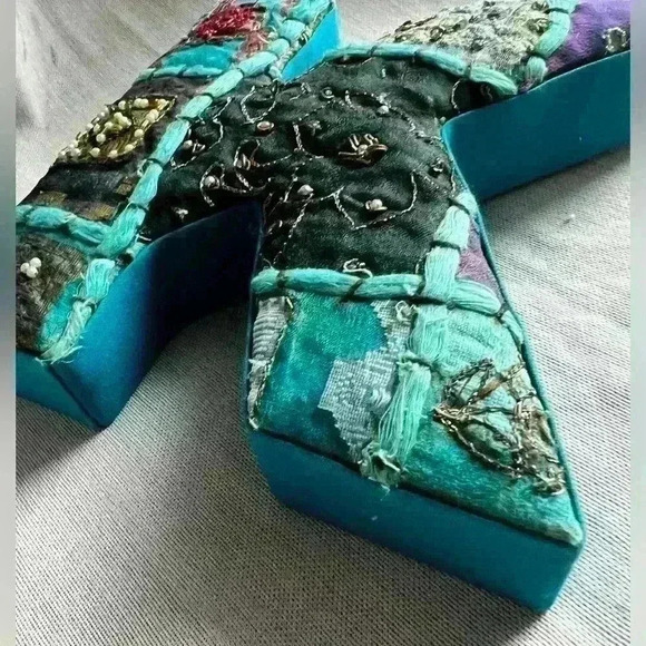 Decorative Letter K Boho Bohemian Blue Textured Home Decor Kids Children - Picture 4 of 8